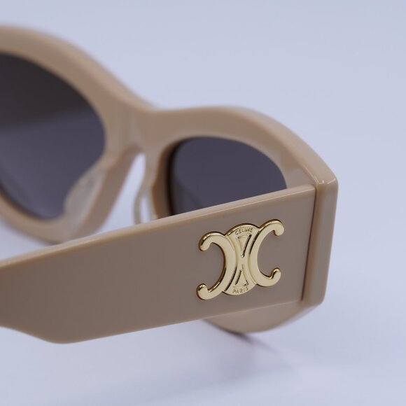 Celine CL40308U 57B TRIOMPHE Sunglasses Beige Cat Eye Frame, Grey Lenses - Picture 12 of 13